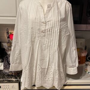I womens American Sweetheart casual solid white long sleeve plus size top XXL